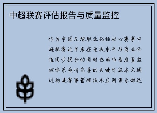 中超联赛评估报告与质量监控
